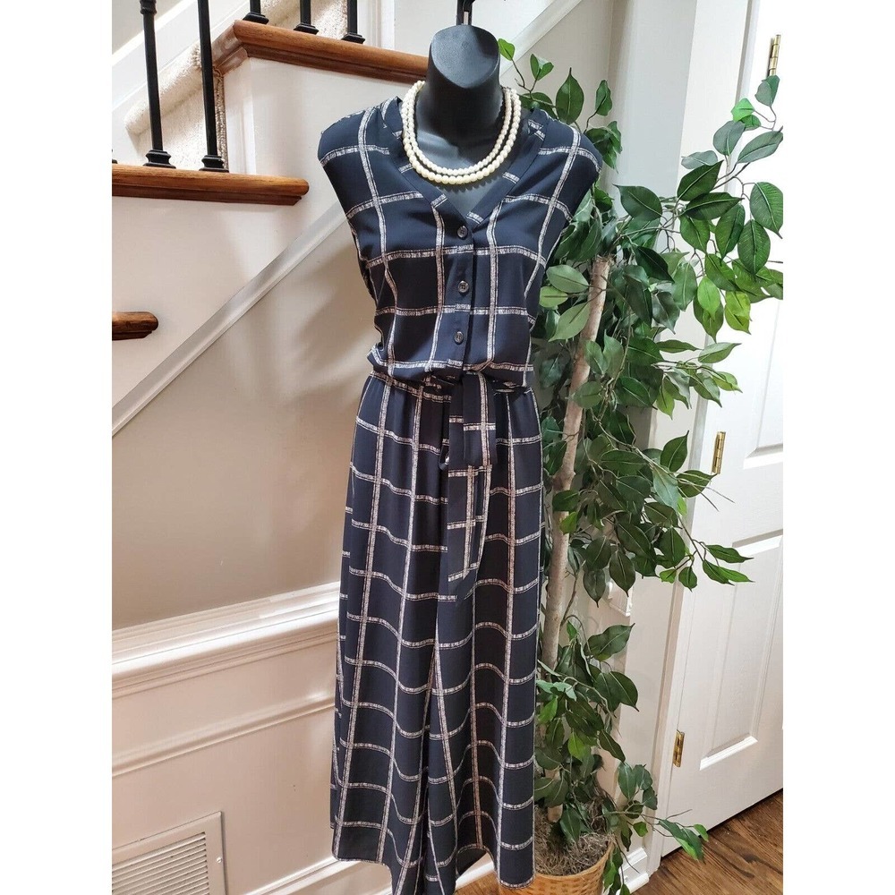 Apt.9 Women's Black Polyester V-Neck Sleeveless Casual Jumpsuits Sizeโ X-Large